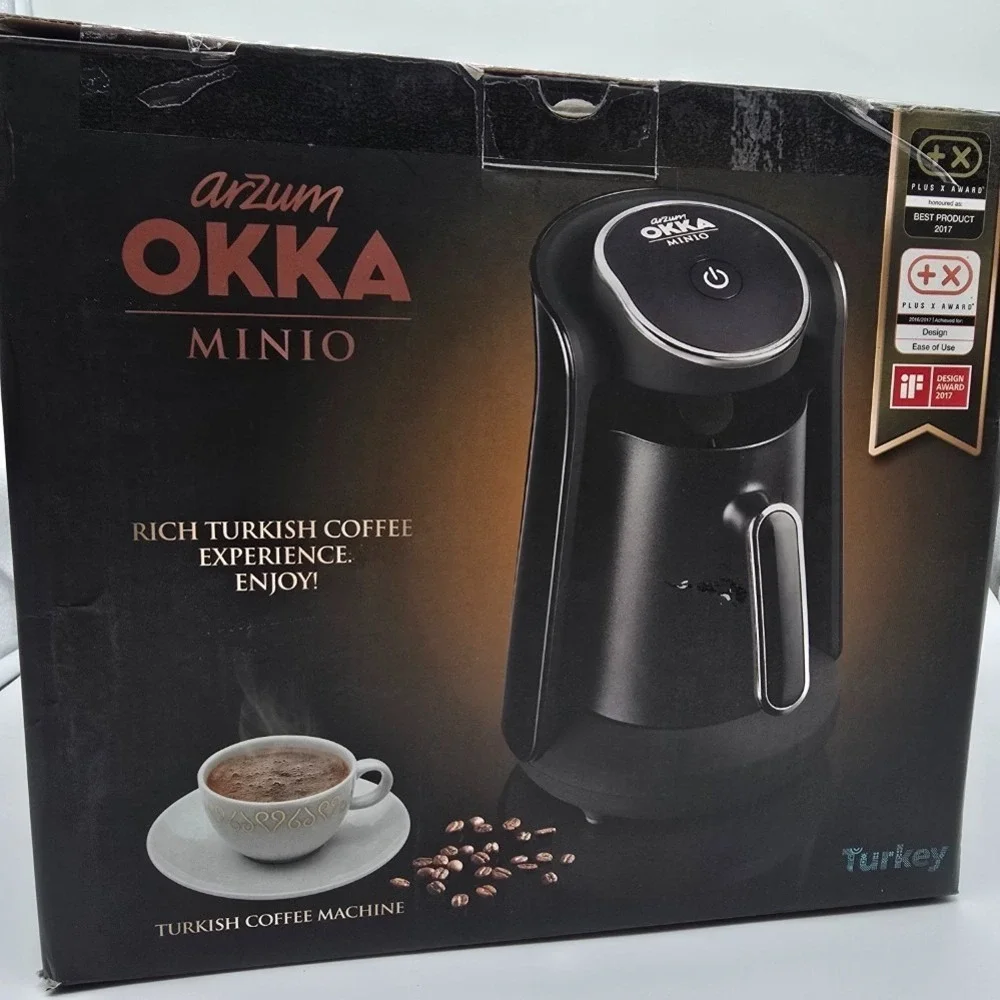 Arzum Okka Minio Turkish‎ Coffee Machine 4 Cup 120V Auto Brew Black Silver